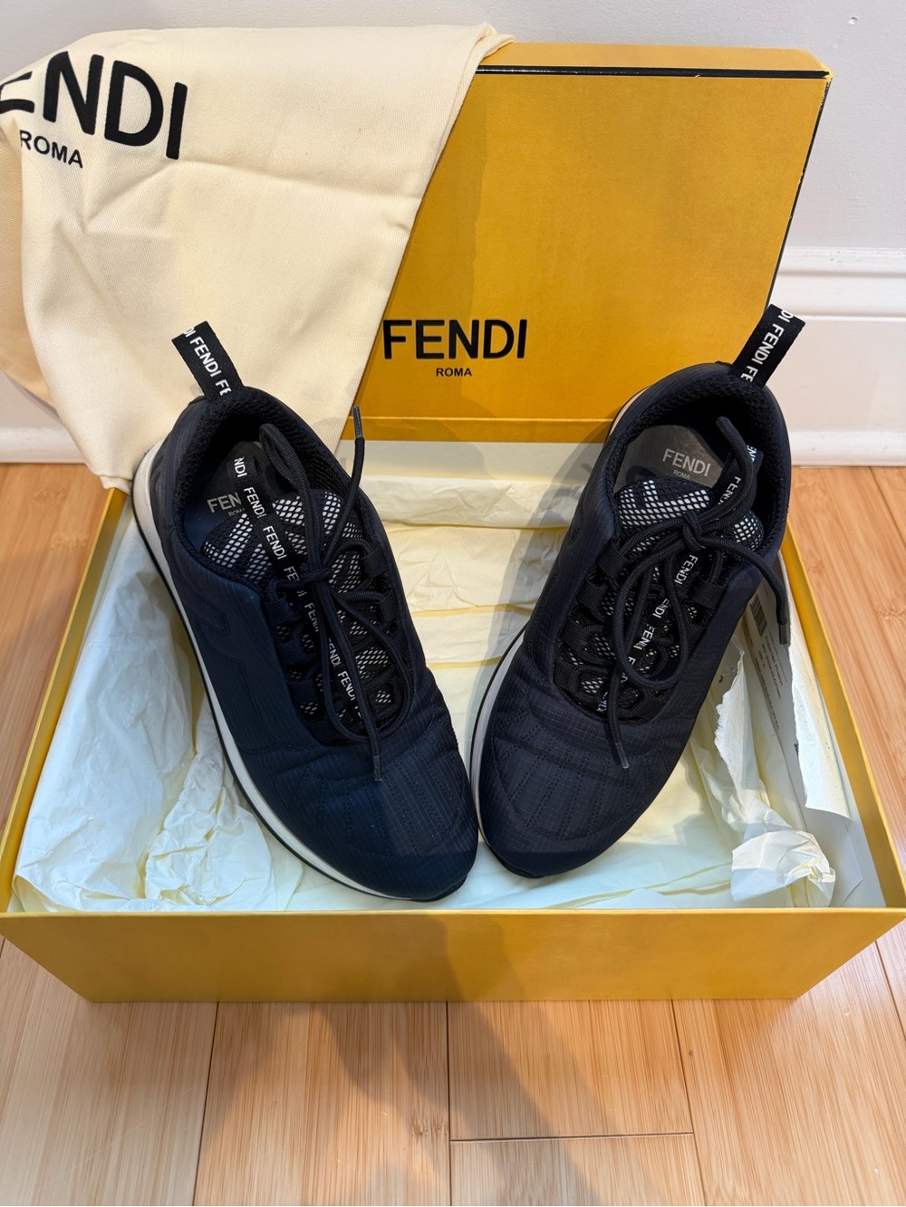 Fendi Logo-Trim Mesh Runner Sneakers